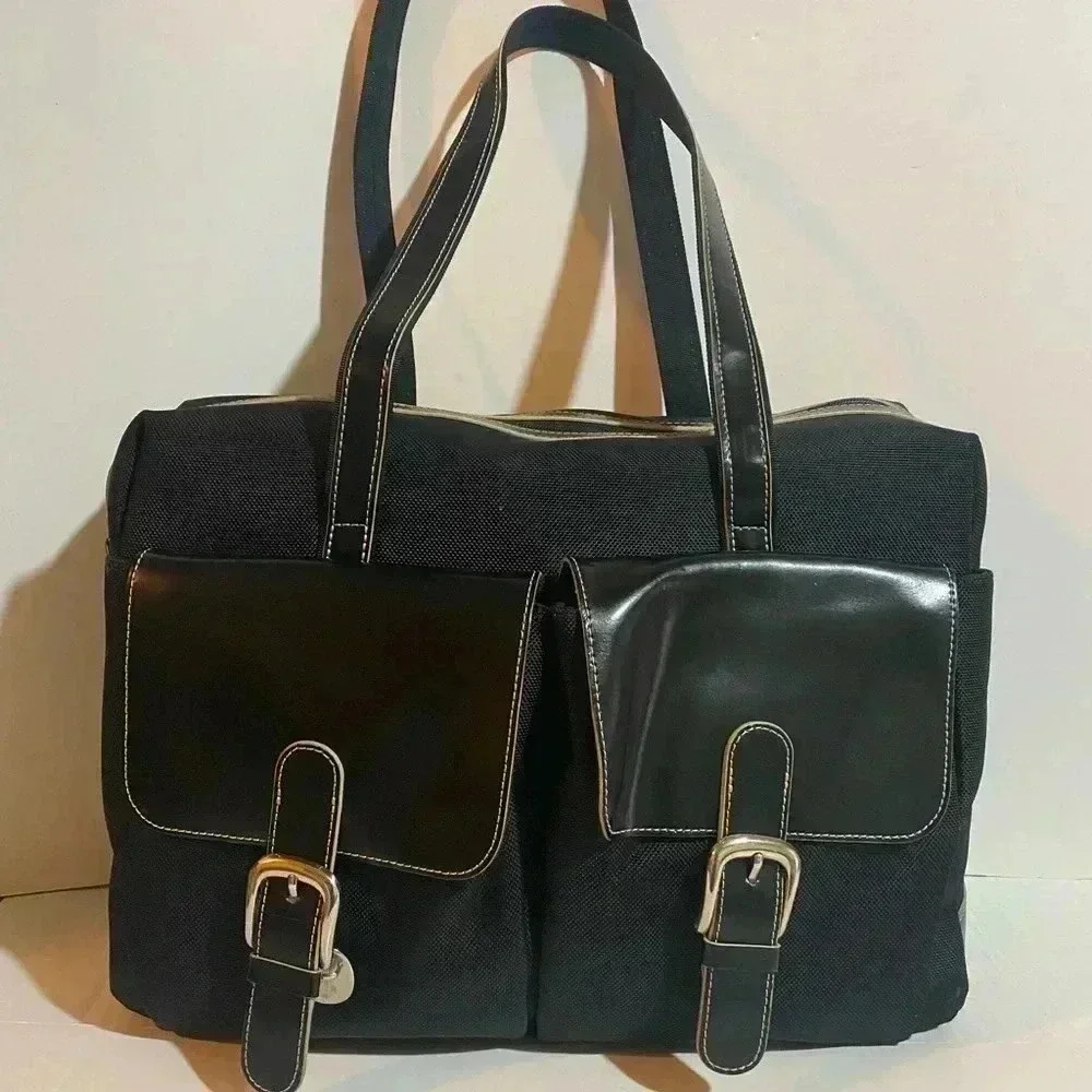 Jack Georges  unisex black canvas briefcase bag